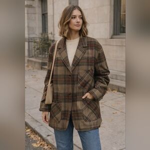 Tommy Hilfiger Plaid Wool Blazer Jacket Oversized XL